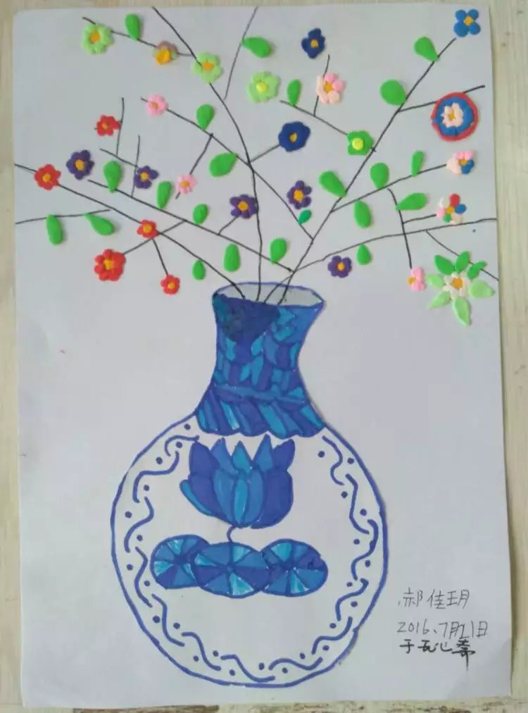 童画之青花瓷瓶装饰画(点一点更多)