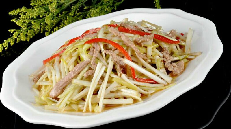蒜黄肉丝