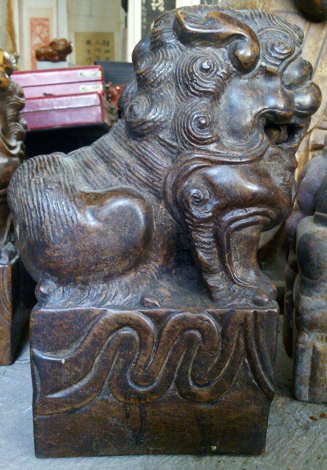 中堂狮 (浙川白石)一对