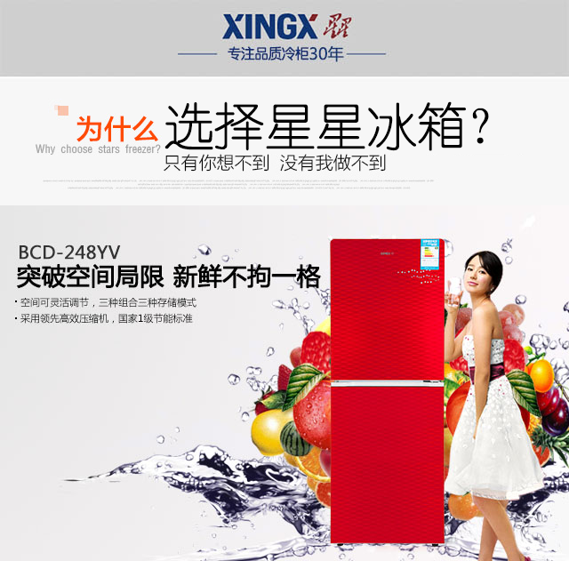 xingx/星星 bcd-248yv两门匀冷冰箱